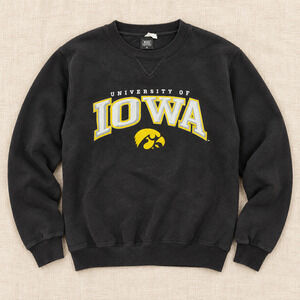Iowa Hawkeyes Big Cotton Crewneck Sweatshirt Black Small NCAA